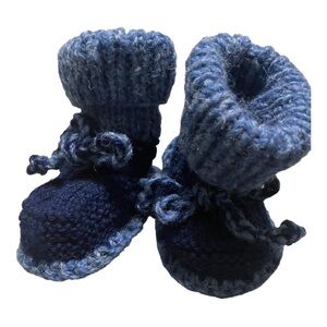𝅺KNITTED Baby Booties Blue OS